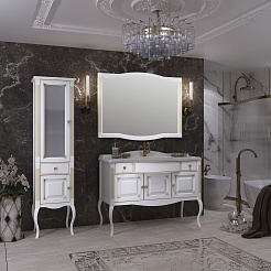 Opadiris Зеркало для ванной Лаура 120 белое с бежевой патиной – фотография-8